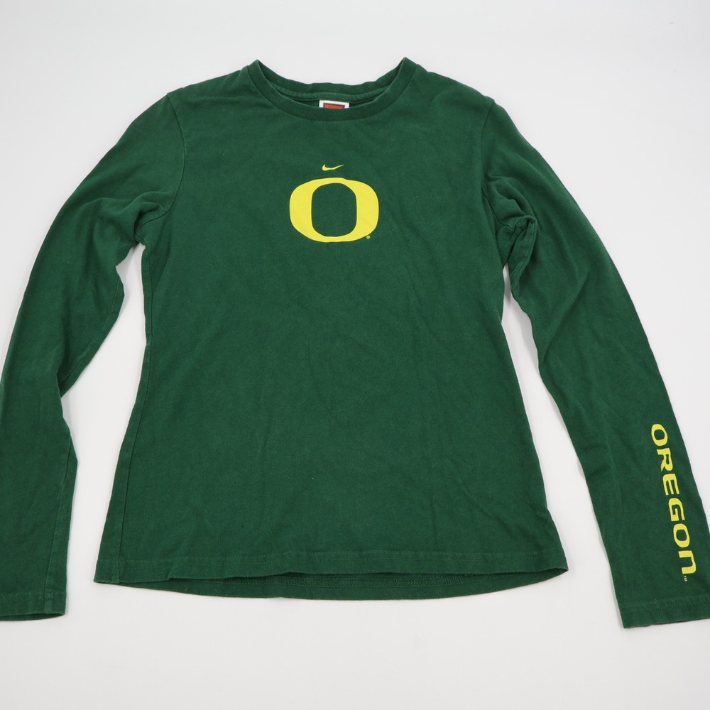 Nike Oregon Ducks T-Shirt Womens Small Green Y2K Long Sleeve Logo Tee